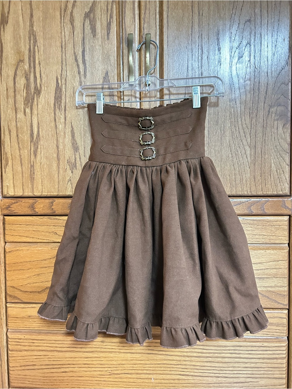 Brown High-Waist Ruffle Skirt